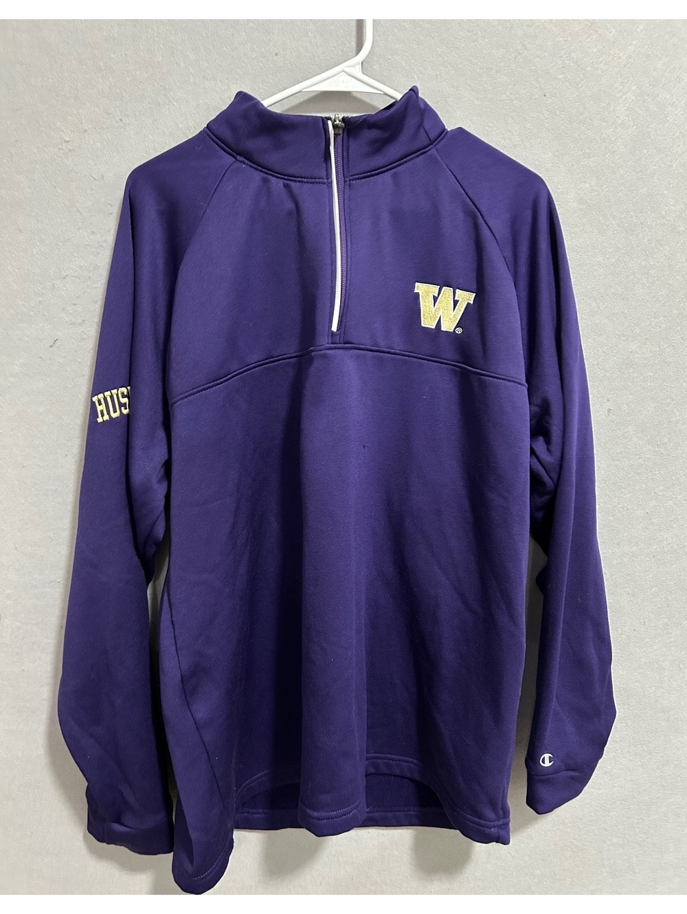 Champion University Of Washington UW Huskies 1/4 zip Purple and Gold Size L